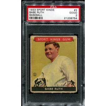 1933 Sport Kings Baseball #2 Babe Ruth PSA 2 (GOOD) *9754