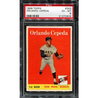 1958 Topps Baseball #343 Orlando Cepeda Rookie PSA 6 (EX-MT) *0909