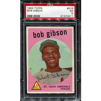 1959 Topps Baseball #514 Bob Gibson Rookie PSA 5 (EX) *0911