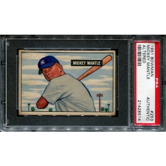 1951 Bowman Baseball #253 Mickey Mantle Rookie PSA Authentic (Altered) *8514
