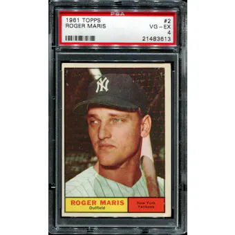 1961 Topps Baseball #2 Roger Maris PSA 4 (VG-EX) *3613