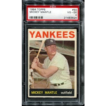1964 Topps Baseball #50 Mickey Mantle PSA 4 (VG-EX) *3626