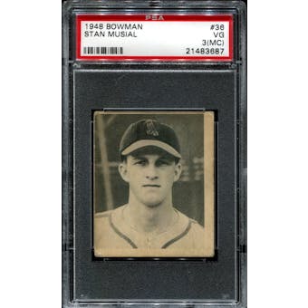 1948 Bowman Baseball #36 Stan Musial Rookie PSA 3 (VG) (MC) *3687