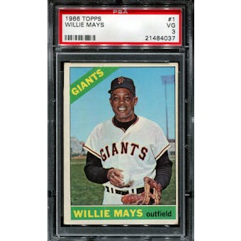 1966 Topps Baseball #1 Willie Mays PSA 3 (VG) *4037