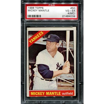 1966 Topps Baseball #50 Mickey Mantle PSA 4 (VG-EX) (MC) *4039