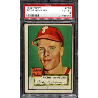 1952 Topps Baseball #216 Richie Ashburn PSA 4 (VG-EX) *5049