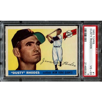 1955 Topps Baseball #1 Dusty Rhodes PSA 4 (VG-EX) *5062