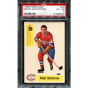 1958/59 Parkhurst Hockey #16 Ralph Backstrom PSA 4 (VG-EX) *5063