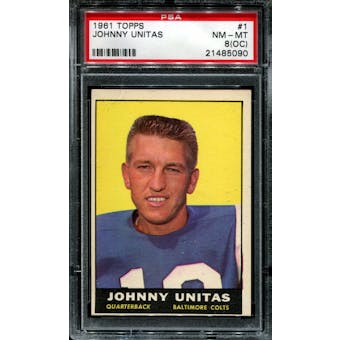 1961 Topps Football #1 Johnny Unitas PSA 8 (NM-MT) (OC) *5090