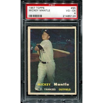 1957 Topps Baseball #95 Mickey Mantle PSA 4 (VG-EX) *5129