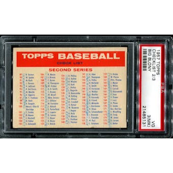 1957 Topps Baseball Checklist 2/3 (Blony) PSA 3 (VG) (MK) *5131