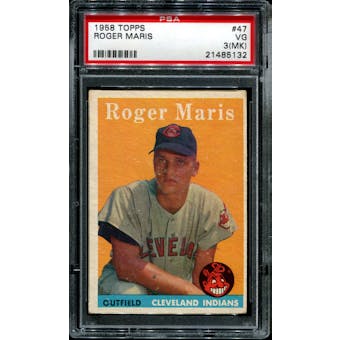 1958 Topps Baseball #47 Roger Maris Rookie PSA 3 (VG) (MK) *5132