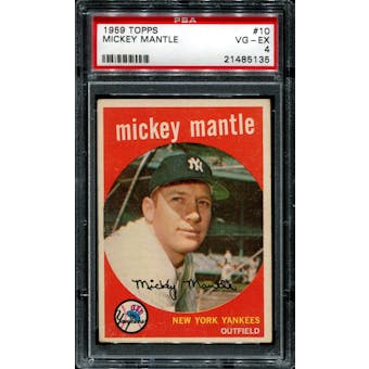 1959 Topps Baseball #10 Mickey Mantle PSA 4 (VG-EX) *5135