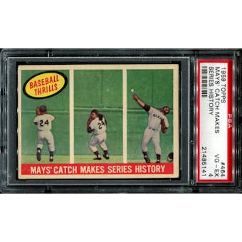 1959 Topps Baseball #464 Willie Mays' Catch Makes Series History PSA 4 (VG-EX) *5141