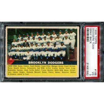 1956 Topps Baseball #166 Brooklyn Dodgers Team PSA 3 (VG) *1582