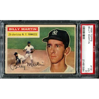 1956 Topps Baseball #181 Billy Martin PSA 3 (VG) *1584