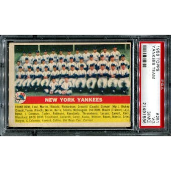 1956 Topps Baseball #251 New York Yankees Team PSA 3 (VG) (MC) *1586
