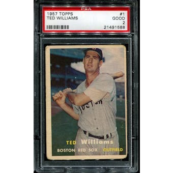 1957 Topps Baseball #1 Ted Williams PSA 2 (GOOD) *1588