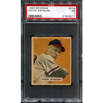 1949 Bowman Baseball #214 Richie Ashburn Rookie PSA 1 (PR) *2217