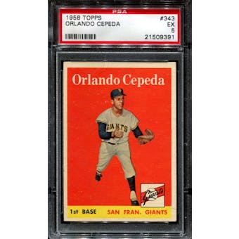 1958 Topps Baseball #343 Orlando Cepeda Rookie PSA 5 (EX) *9391