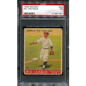 1933 Goudey Baseball #22 Pie Traynor PSA 1 (PR) *7787