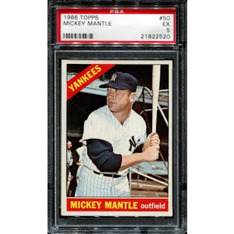 1966 Topps Baseball #50 Mickey Mantle PSA 5 (EX) *2520