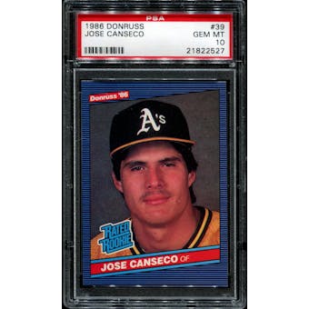 1986 Donruss Baseball #39 Jose Canseco Rookie PSA 10 (GEM MT) *2527