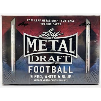 2021 Leaf Metal Draft Football Red White & Blue Hobby Box