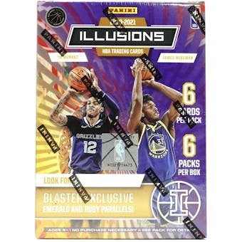 2020/21 Panini Illusions Basketball 6-Pack Blaster Box (Emerald and Ruby Parallels!)