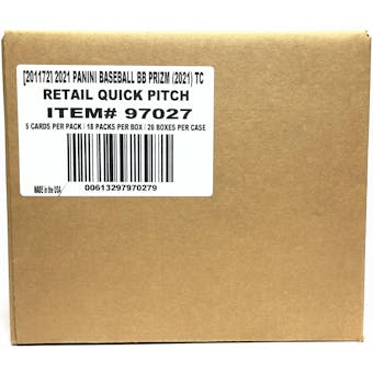 2021 Panini Prizm Quick Pitch Baseball 20-Box Case