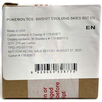 Pokemon Sword & Shield: Evolving Skies Booster 6-Box Case