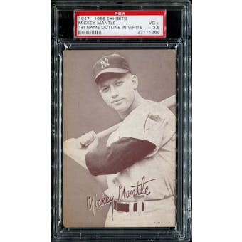 1947-1966 Exhibits Baseball Mickey Mantle (Outlined In White) PSA 3.5 (VG+) *1269