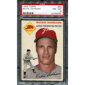 1954 Topps Baseball #45 Richie Ashburn PSA 8 (NM-MT) *8586