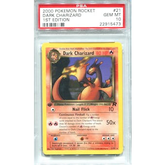 Pokemon Team Rocket Single Dark Charizard 21/82 1st Edition - PSA 10 - *22915473*