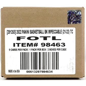 2021/22 Panini Impeccable Basketball 1st Off The Line FOTL Hobby 3-Box Case