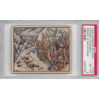 1938 Gum Inc. Horrors of War #142 "Fleeing Loyalists Freeze In Mountains" PSA 6 (EX-MT)