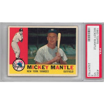 1960 Topps Baseball #350 Mickey Mantle PSA 3 (VG) *7782