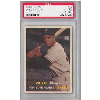 1957 Topps Baseball #10 Willie Mays PSA 5(MC) (EX) *7783
