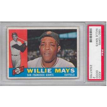 1960 Topps Baseball #200 Willie Mays PSA 2 (GOOD) *7793