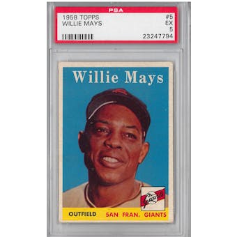 1958 Topps Baseball #5 Willie Mays PSA 5 (EX) *7794