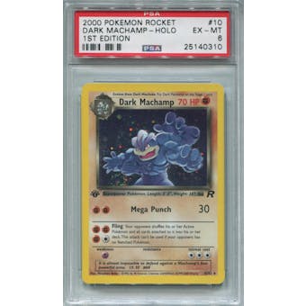 Pokemon Team Rocket 1st Edition Single Dark Machamp 10/82 - PSA 6