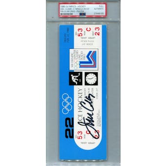 Jim Craig Autographed 1980 U.S. Olympic Hockey "Miracle On Ice" Russia Game Ticket (PSA 27448155)