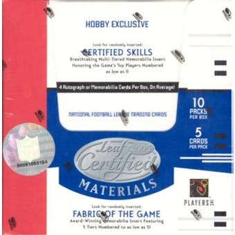 2005 Leaf Certified Materials Football Hobby Box