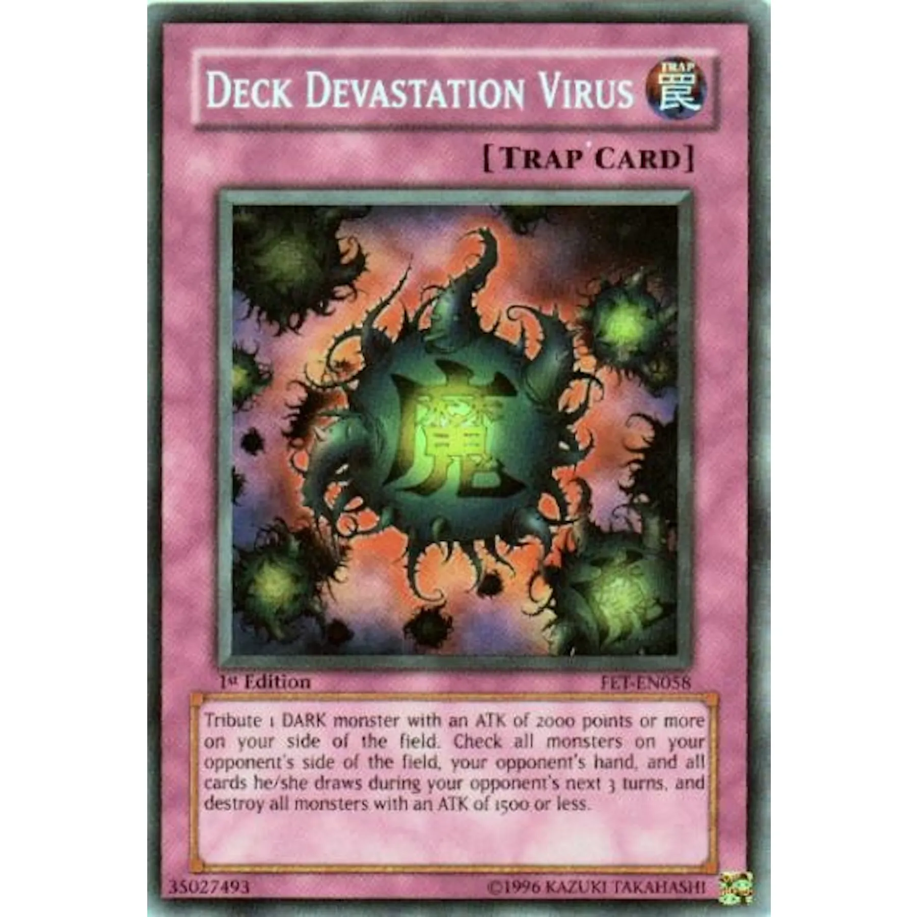 Yu-Gi-Oh Flaming Eternity Single Deck Devastation Virus Super Rare (FET-058) - HEAVY PLAY (HP) | DA Card World Yu-Gi-Oh Flaming Eternity Single Deck Devastation Virus Super Rare (FET-058) - HEAVY PLAY (HP) | DA Card World