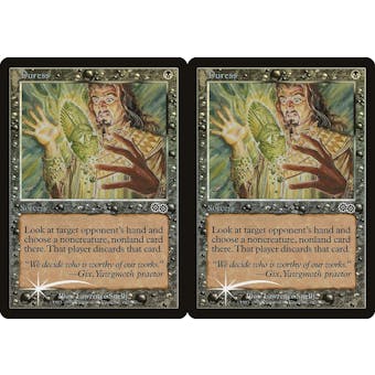 Magic the Gathering Promotional Foil Duress (Arena) - Lot of 2 MODERATE PLAY/HEAVY PLAY (MP/HP)