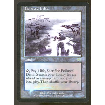 Magic the Gathering Onslaught FOIL Polluted Delta - MODERATE PLAY (MP) Altered Signed