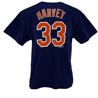 New York Mets #33 Matt Harvey Majestic Royal Name Number Tee Shirt