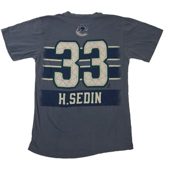 Vancouver Canucks #33 Henrik Sedin Reebok Blue Pigment Player Tee Shirt (Adult XL)