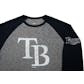 Tampa Bay Rays Majestic Heather Navy Power Hit 3/4 Sleeve Raglan Tee Shirt (Adult XXL)