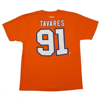 New York Islanders #91 John Tavares Reebok Orange Name & Number Tee Shirt (Adult L)